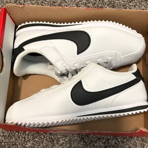 Nike Kids White and Black Cortez Sneakers